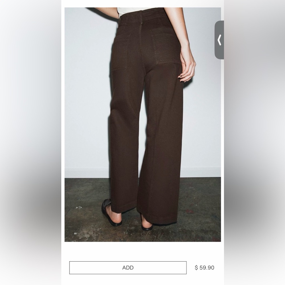 Zara Brown High-Waist Wide Leg Jeans